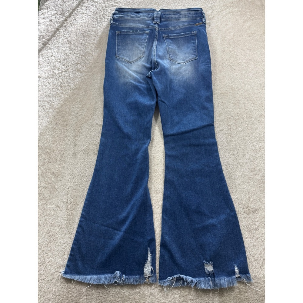 KanCan Womens High Rise Distressed Flare Blue Denim Jeans 29 Meas: 30x30 - Picture 2 of 6